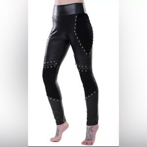 Killstar Faux leather studded tights ladies size XL
